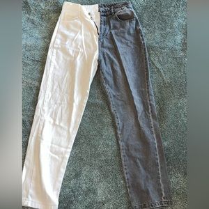 White and faded black jeans